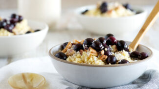Millet Porridge with Roasted Blueberries and Coconut Horchata 